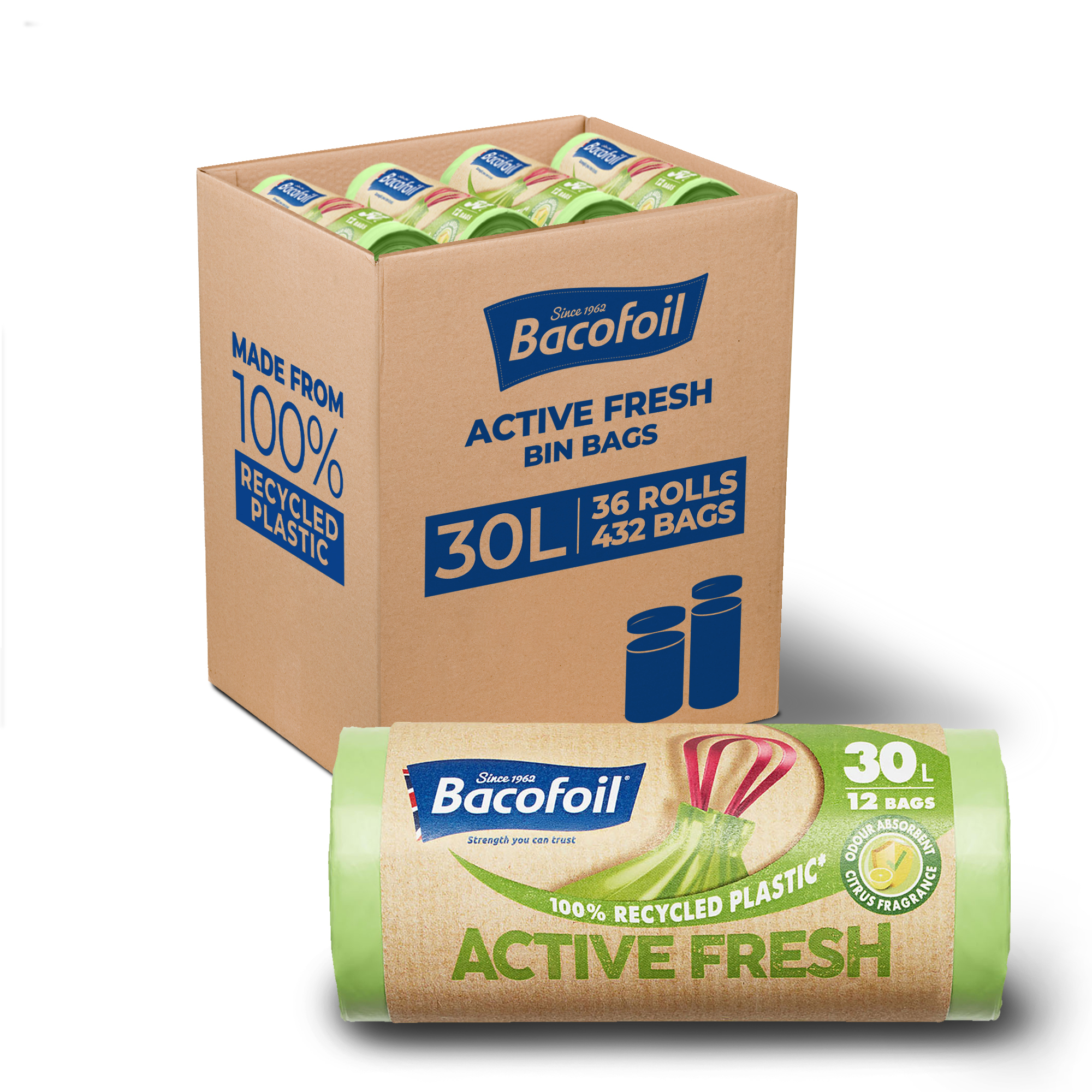 Bulk Buy - Bacofoil Active Fresh ³⁰-Litre | ⁴³² Bin Liners