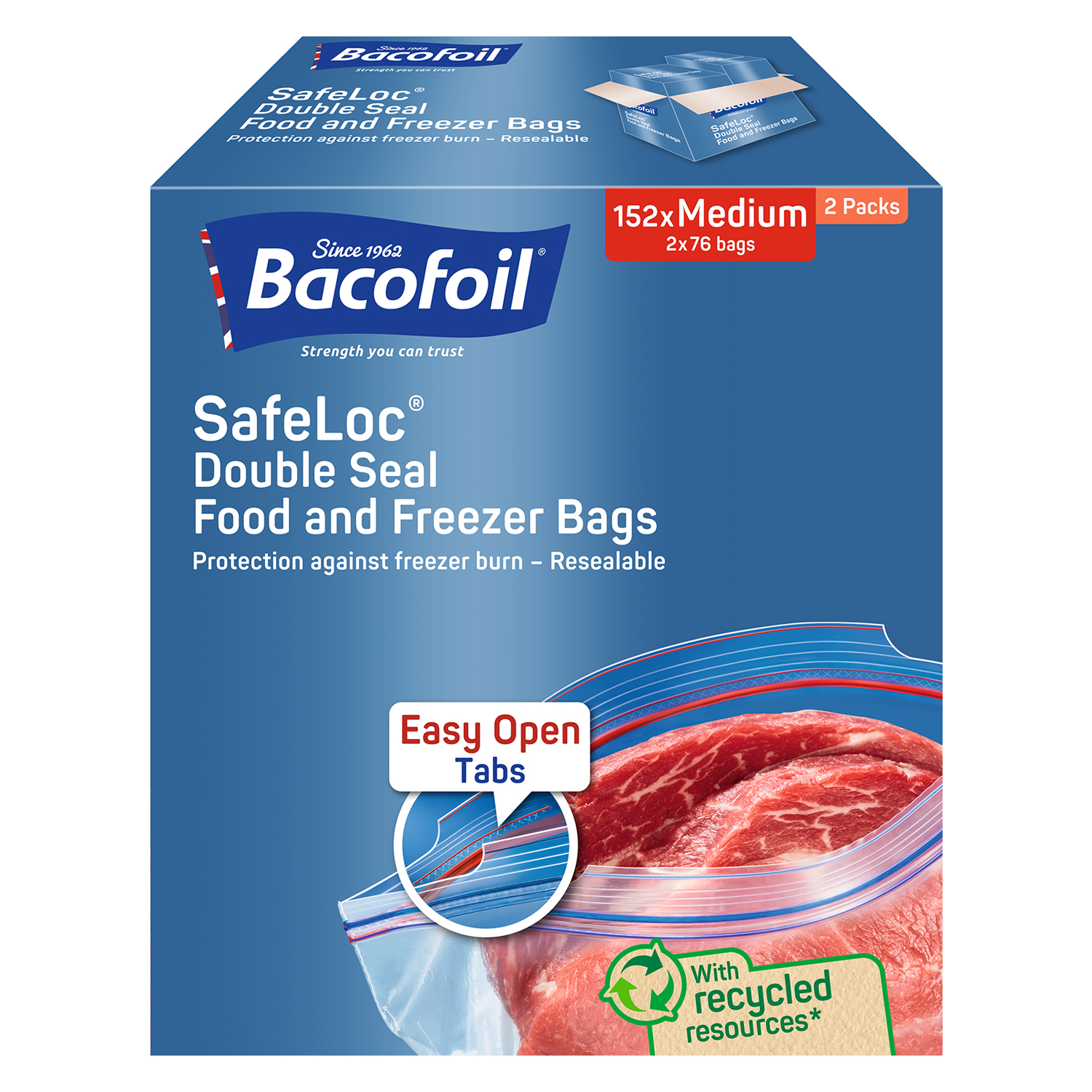 Bulk Buy Bacofoil SafeLoc Medium Double Seal Food and Freezer Bags | 76 Bulk Buy | Single